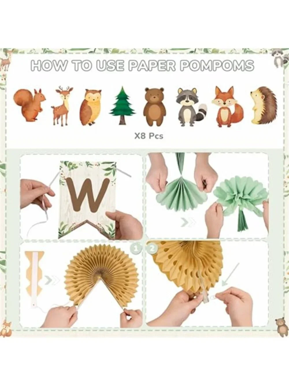 Woodland Baby Shower Decorations Forest Animals Welcome Baby Banner Party Decor